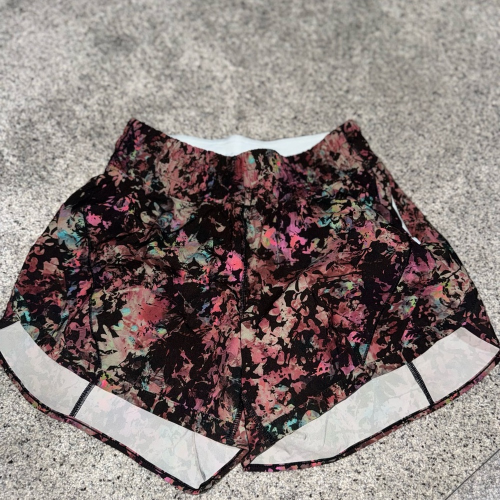 lululemon athletica Black Multi Floral Print Athletic Shorts